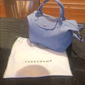 Longchamp Le Pliage Cuir Sky Blue NWT